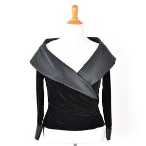 Tadashi Collection Velvet Collared Wrap Formal Evening Top - XL